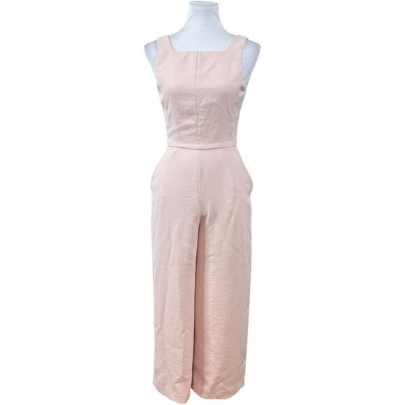 Aritzia Wilfred Coulement Jumpsuit Size 4 Tie Back Wide Leg Dusty Rose Pink - Picture 1 of 7